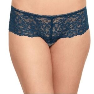 B. Tempted by Wacoal B. Charming Lace Tanga Thong Panty Teal Blue Lace 6 M NEW